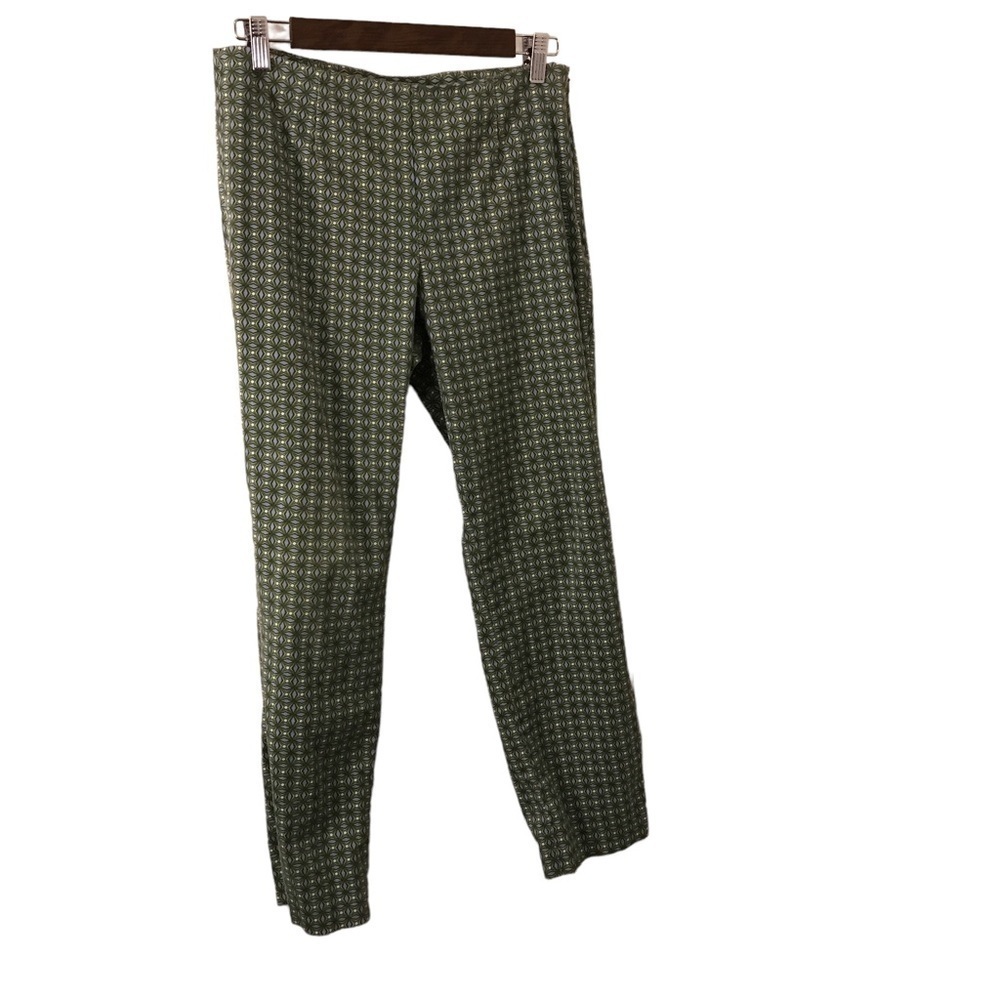 J. Jill cotton spandex blend green geometric print dress pants trousers size 4